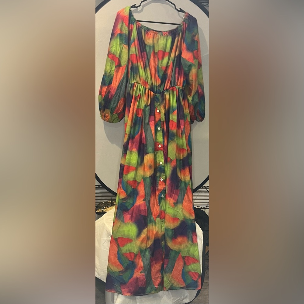 Colorful Long Sleeve Women's Dress